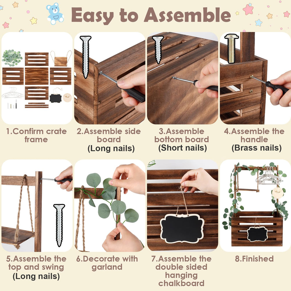ELESTONE top hanging area on crate closet keeps outfits neatly accessible.