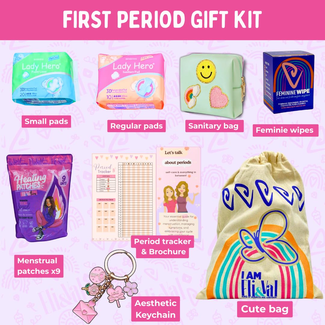 ELI&VAL first-period-kit-girls-9-12 featuring teen pads for confident days.
