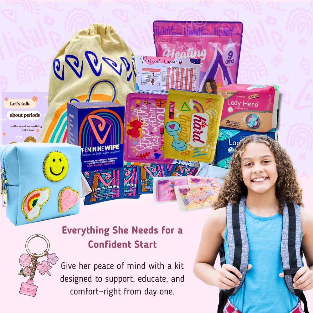 ELI&VAL pH-balanced wipes beside pads for gentle period care