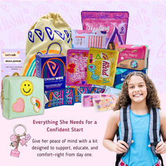 ELI&VAL tween comfort-fit pads arranged for school or activities.