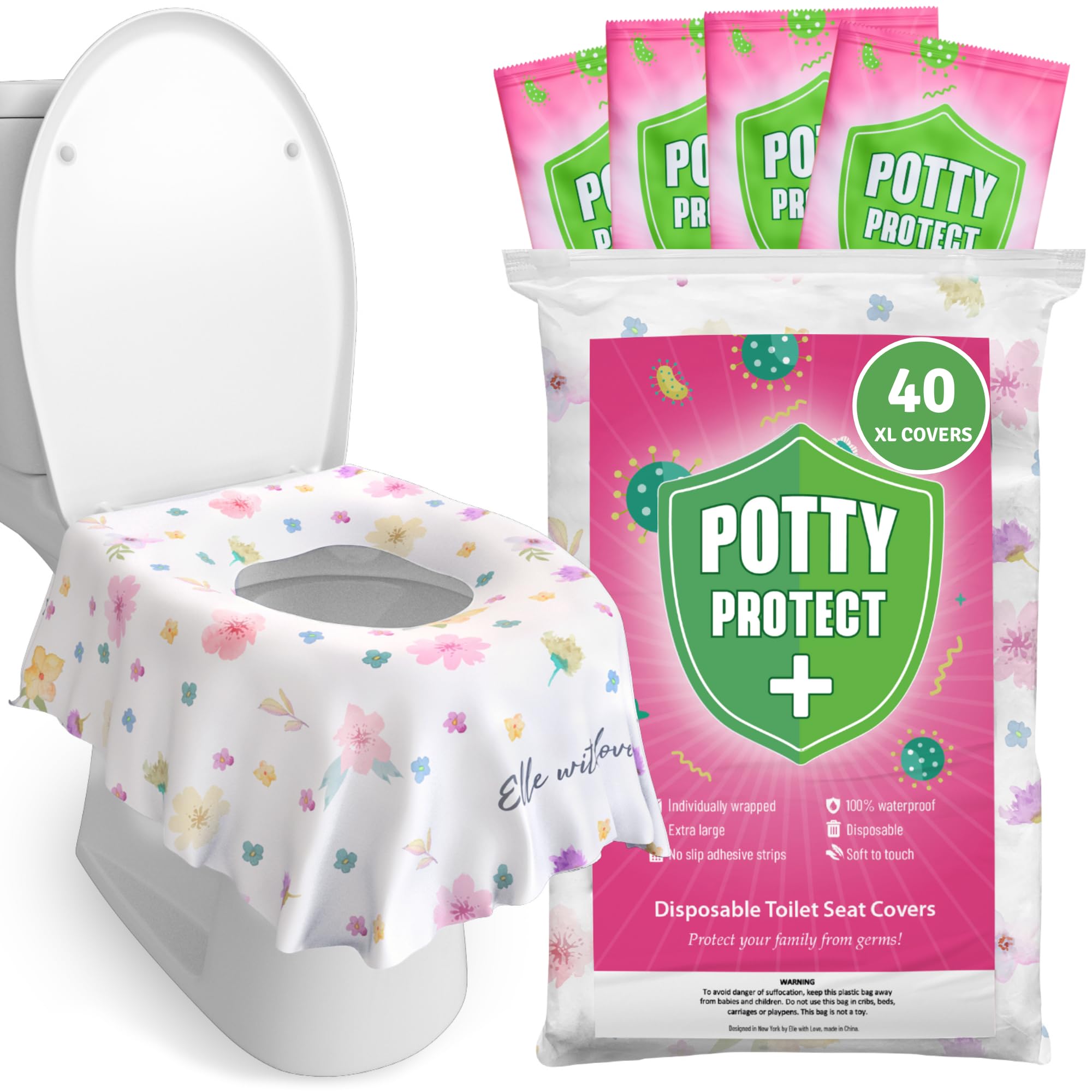 Eli with Love 40 XL folded toilet seat cover ready for use.