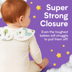 Eli with Love Dino bib waterproof design keeps clothing dry while eating.