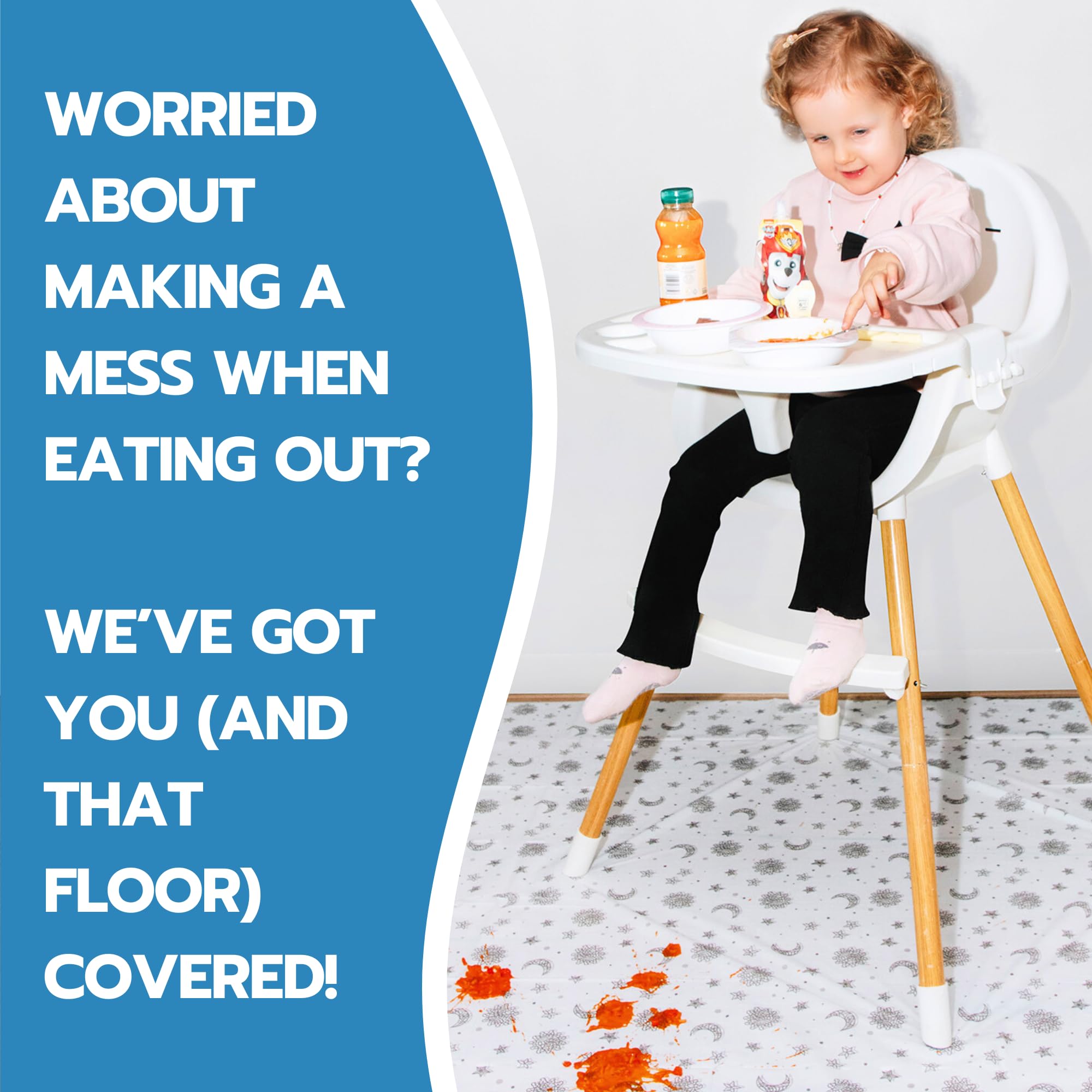 Eli with Love extra-large 49x49 splat mat covers more floor area.