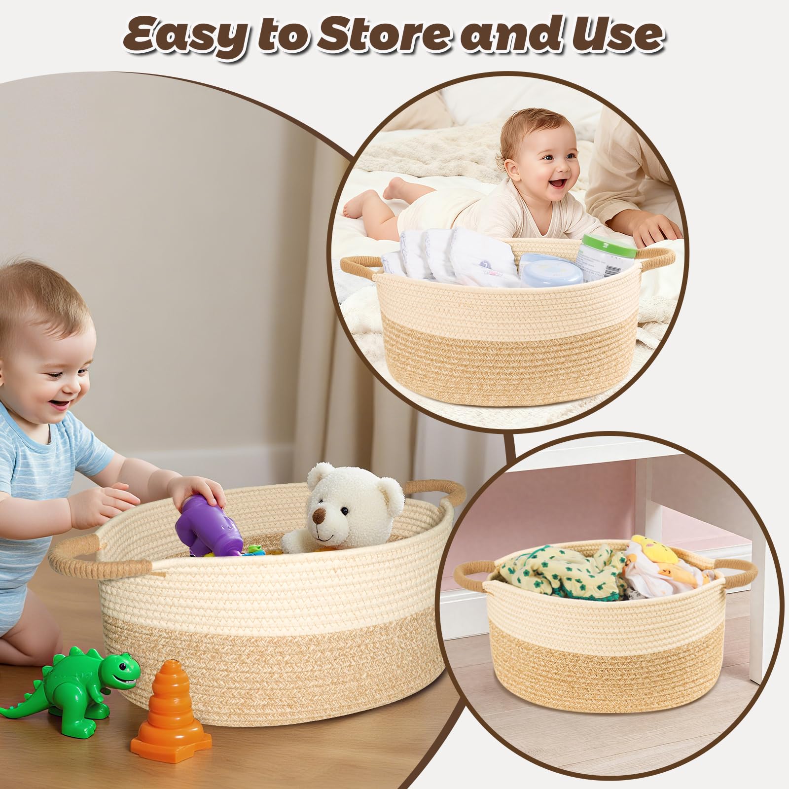 ELIDANTE basket with reinforced handles ready to move between rooms.