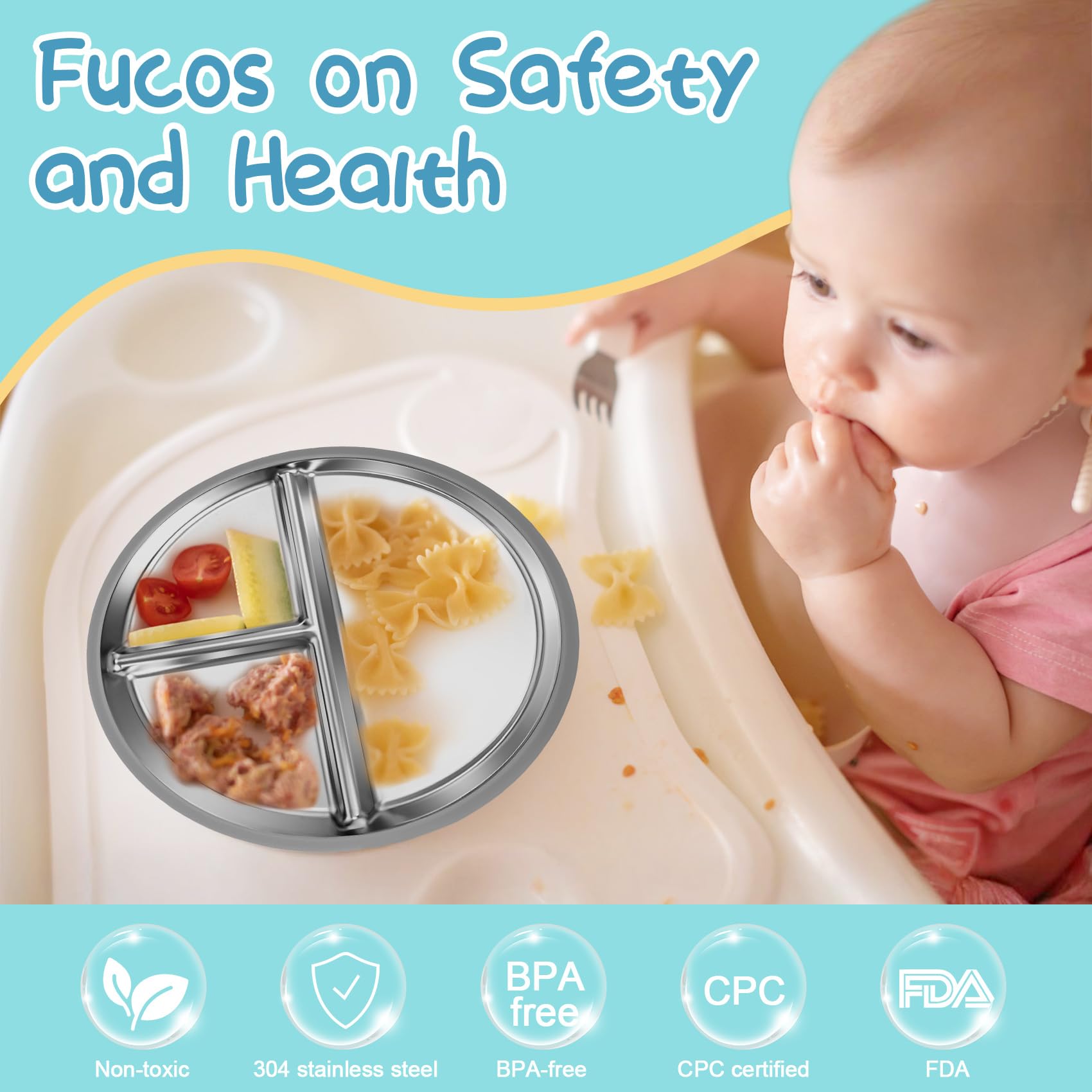 Eliluoni BPA-free stainless steel plates provide a durable, non-toxic option.