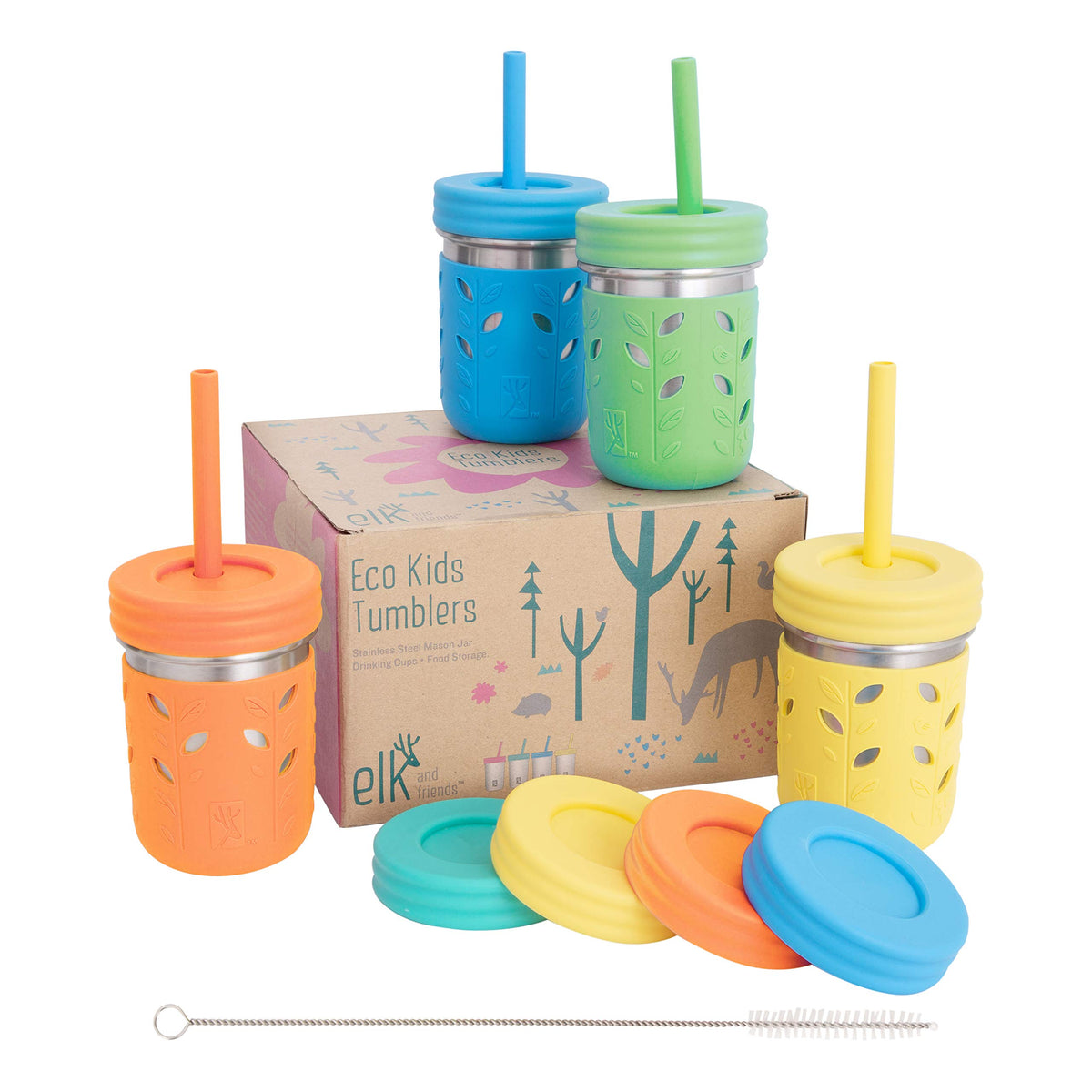 Elk and Friends 10oz mason jar with sleeve ideal for smoothies