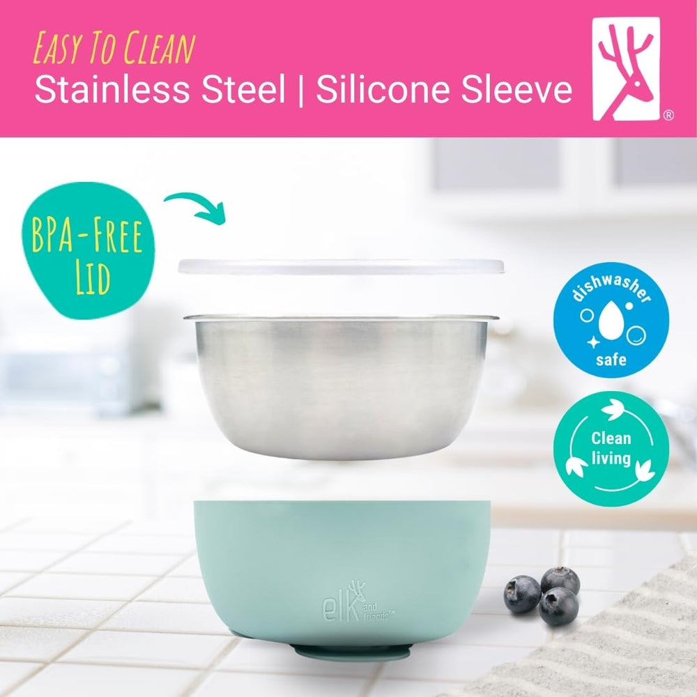 Elk and Friends 304 stainless steel non-porous surface resists stains and odors.