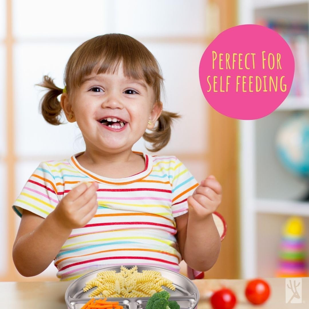 Elk and Friends meal plate with separate sections supports balanced bites for kids.