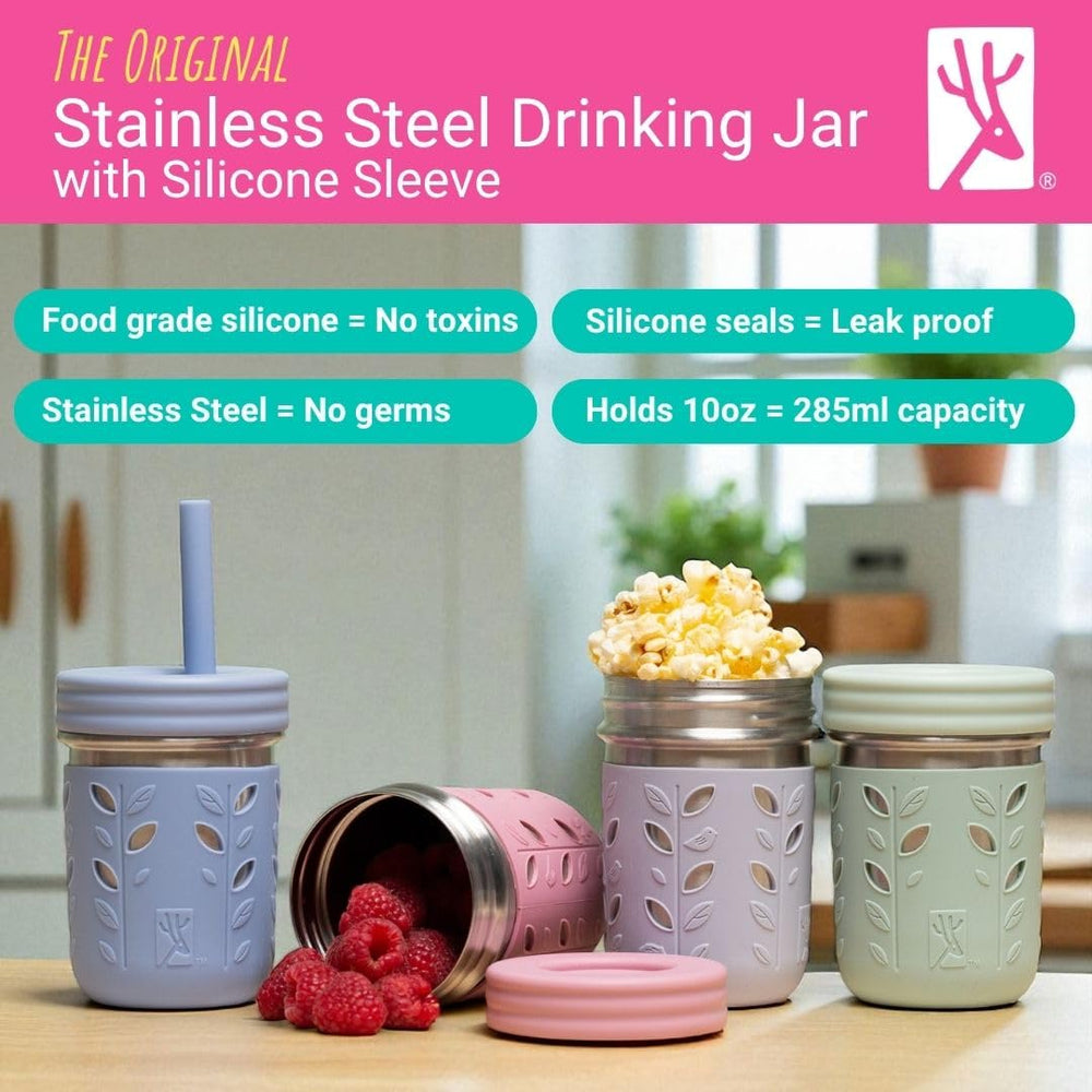 Elk and Friends kids drinking cup with straw lid supports independent sipping
