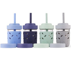 Elk and Friends kids glass cups with sleeve bump protection for outdoor adventures.
