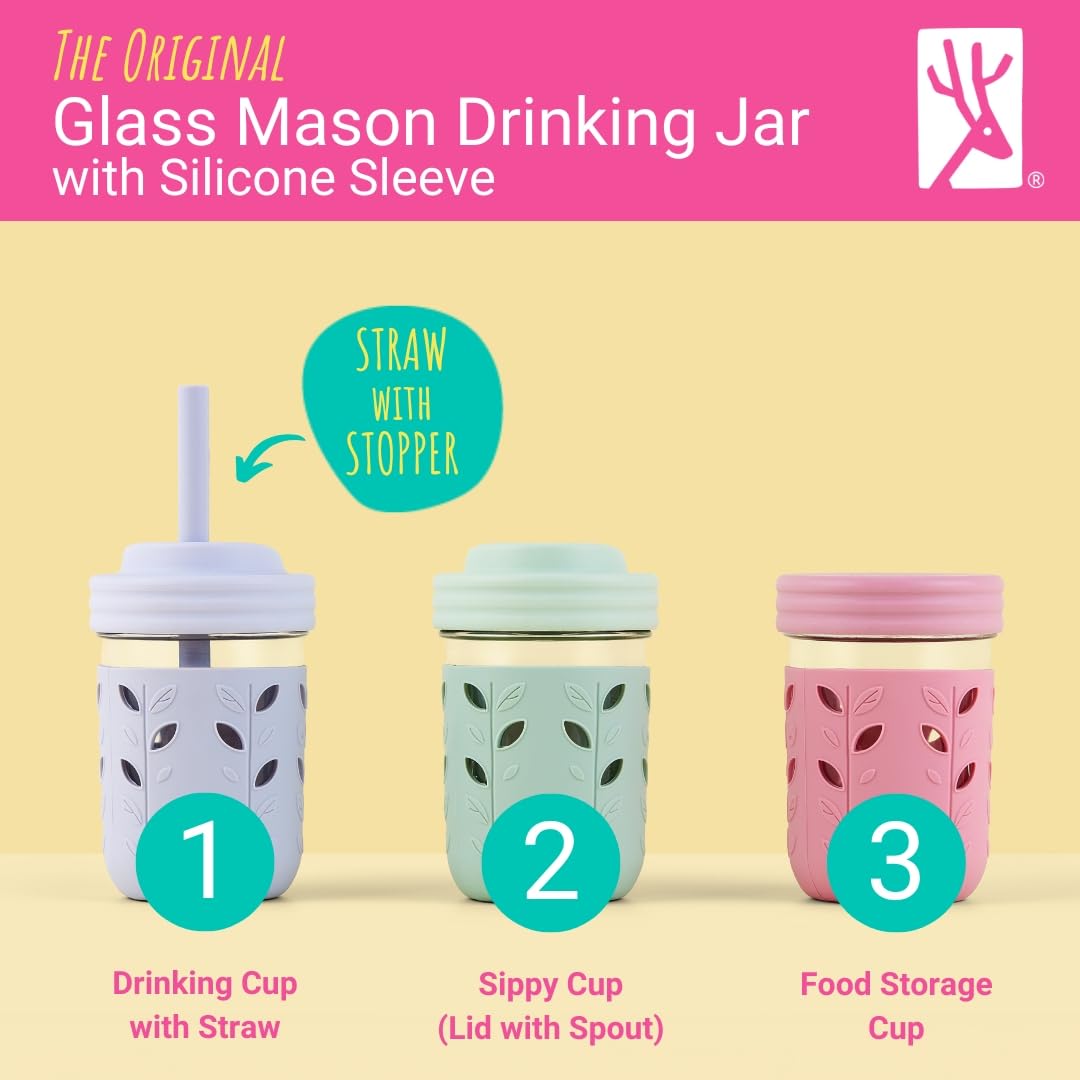 Elk and Friends straw with built-in stopper prevents straw loss during play.