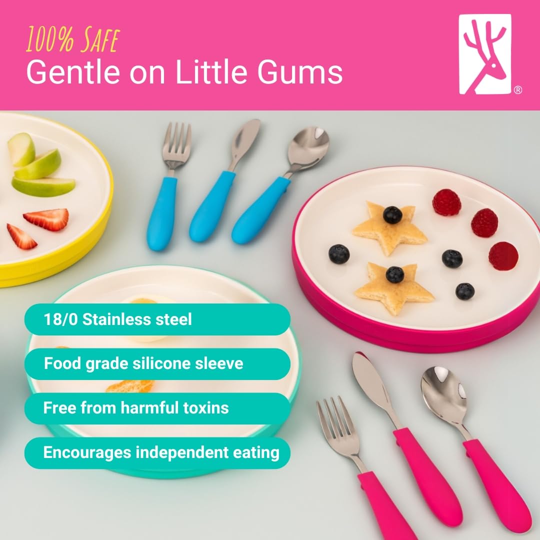 Elk and Friends fork with ergonomic silicone grip for kids