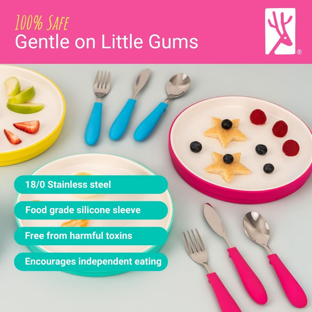 Elk and Friends fork with ergonomic silicone grip for kids