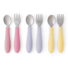 Elk and Friends kids silverware with silicone handle offers a comfy grip for little hands.