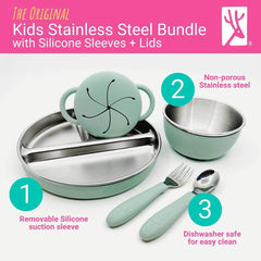 Elk and Friends mealtime bowls with lids prevent spills