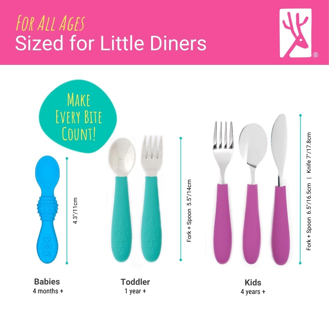 Elk and Friends mealtime ergonomic silicone handle supports little grip strength