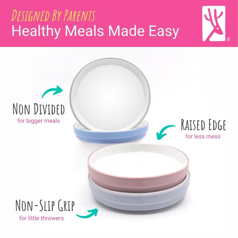 Elk and Friends high-walled plate designed for scooping.