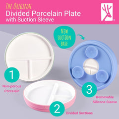 Elk and Friends silicone suction base plate prevents spills during toddler meals.