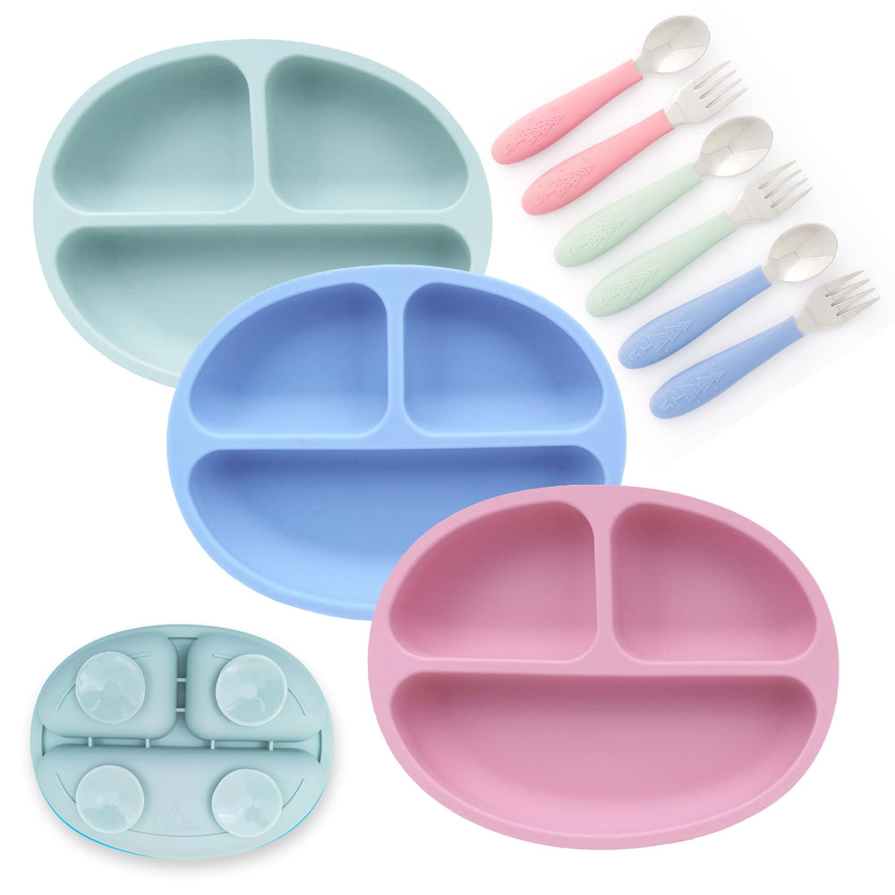 Elk and Friends silicone suction plate secured for mess-free meals