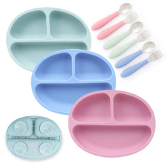 Elk and Friends silicone suction plate secured for mess-free meals