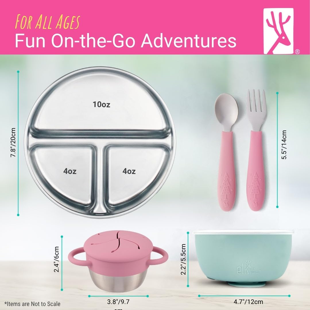 Elk and Friends silicone suction sleeves stabilize plates for mess-free meals