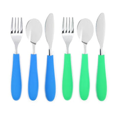 Elk and Friends spoon with silicone handle offering a soft, non-slip grip for meals