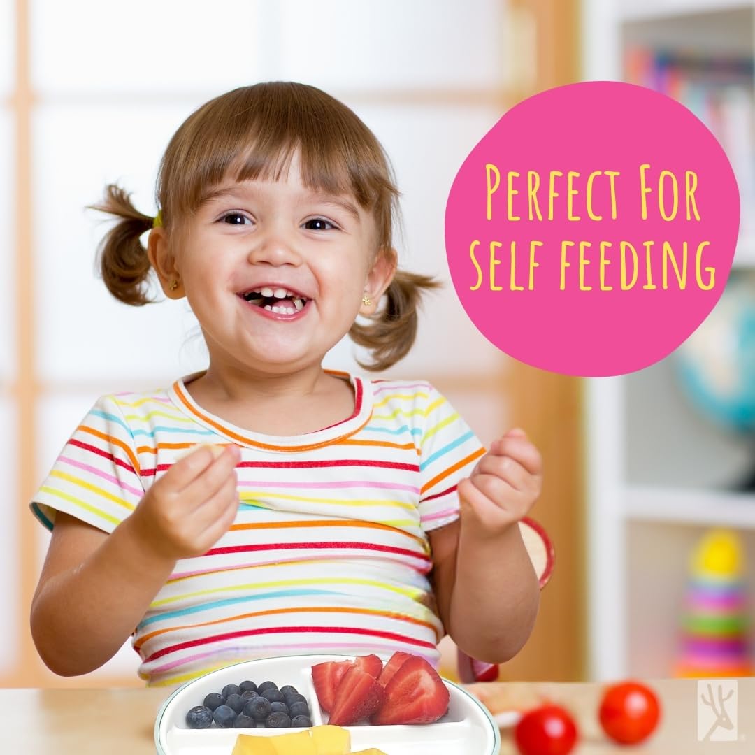 Elk and Friends snack and meal plate for babies and kids to explore foods safely.