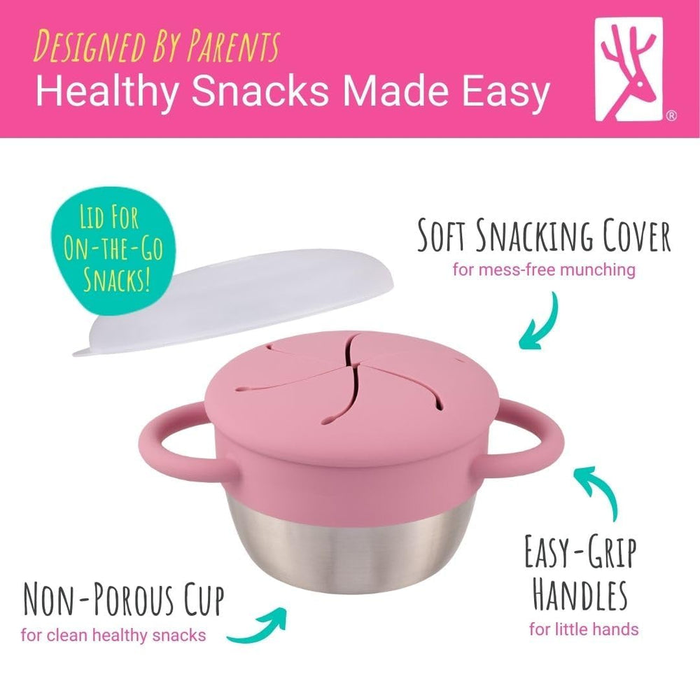 Elk and Friends silicone catcher keeps snacks inside during playtime
