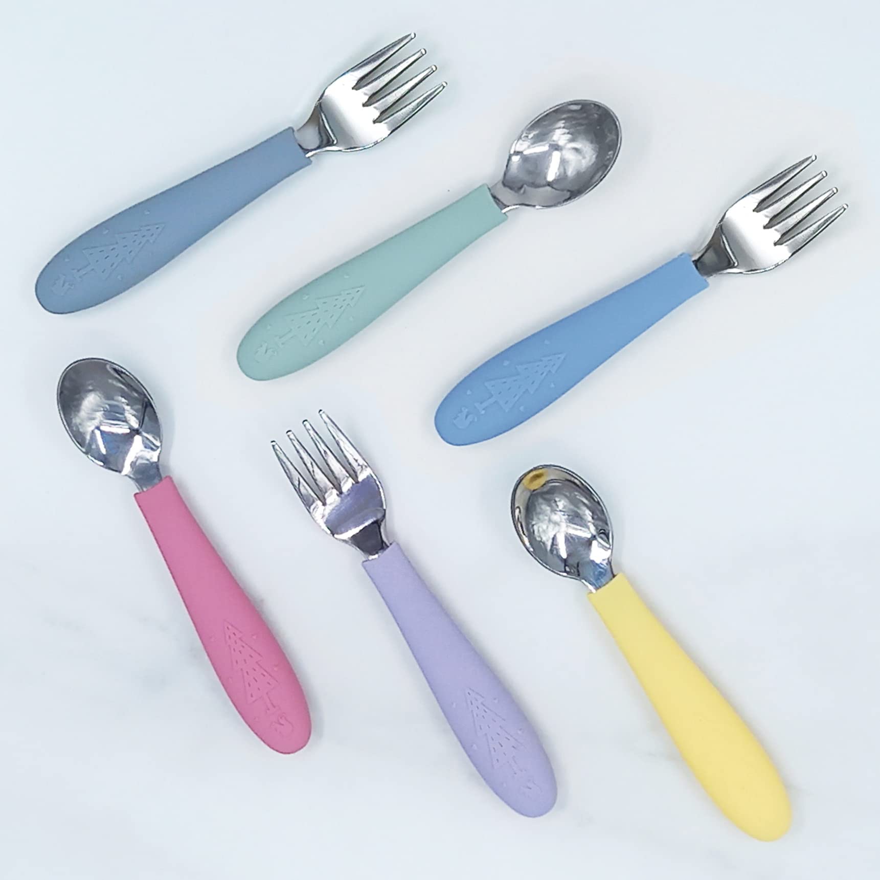 Elk and Friends forks with ergonomic silicone grips for tiny hands