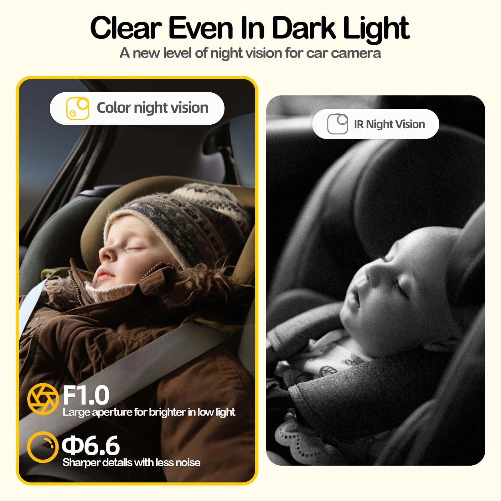 Ellie Baby Car Monitor performs auto zoom for close-up viewing of baby.