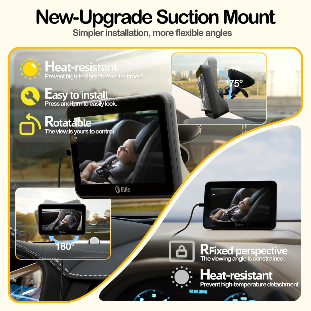 Ellie Baby Car Monitor uses smart face tracking to keep baby's face centered.