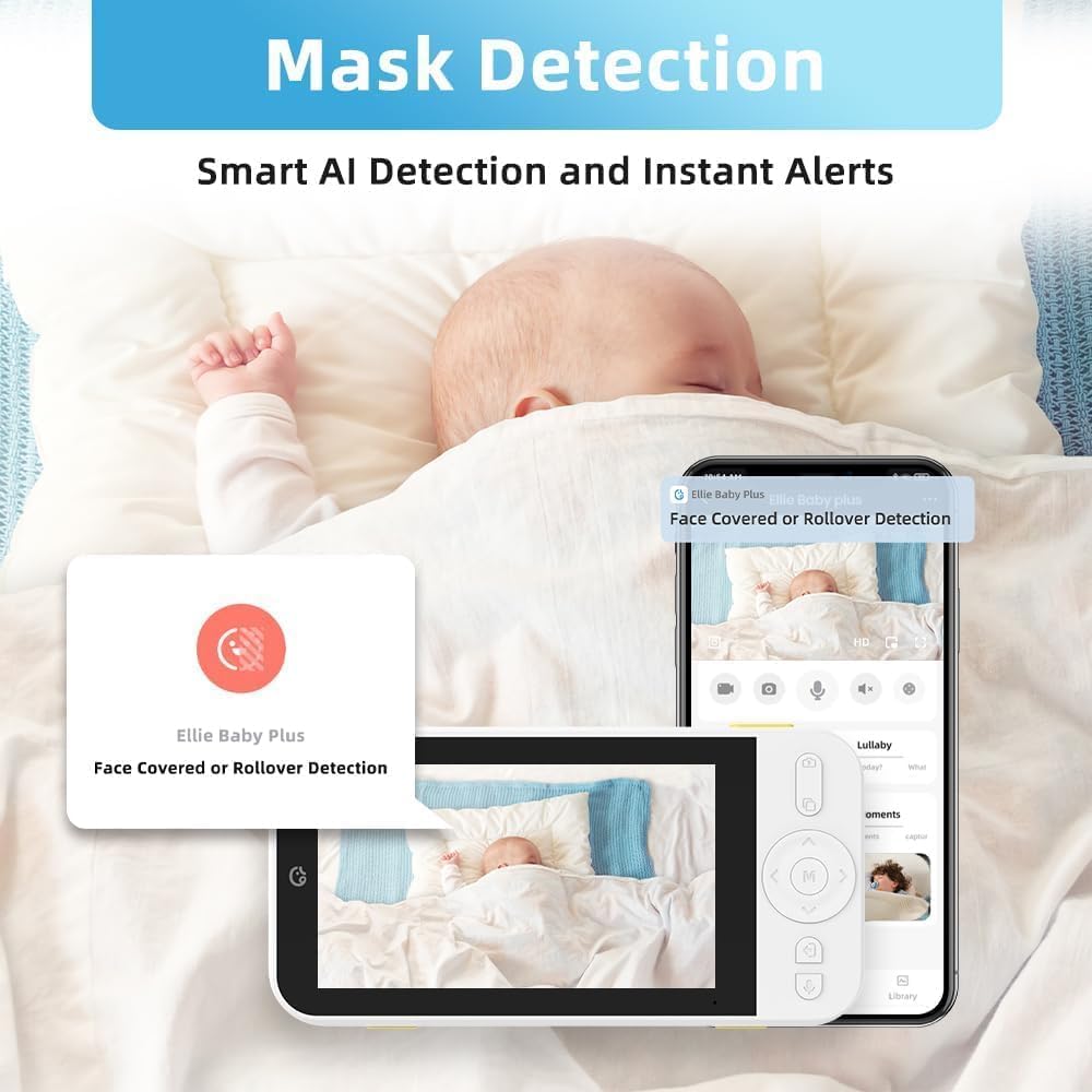 Ellie Baby Pro 2.5K camera delivers clear baby visuals in any lighting.