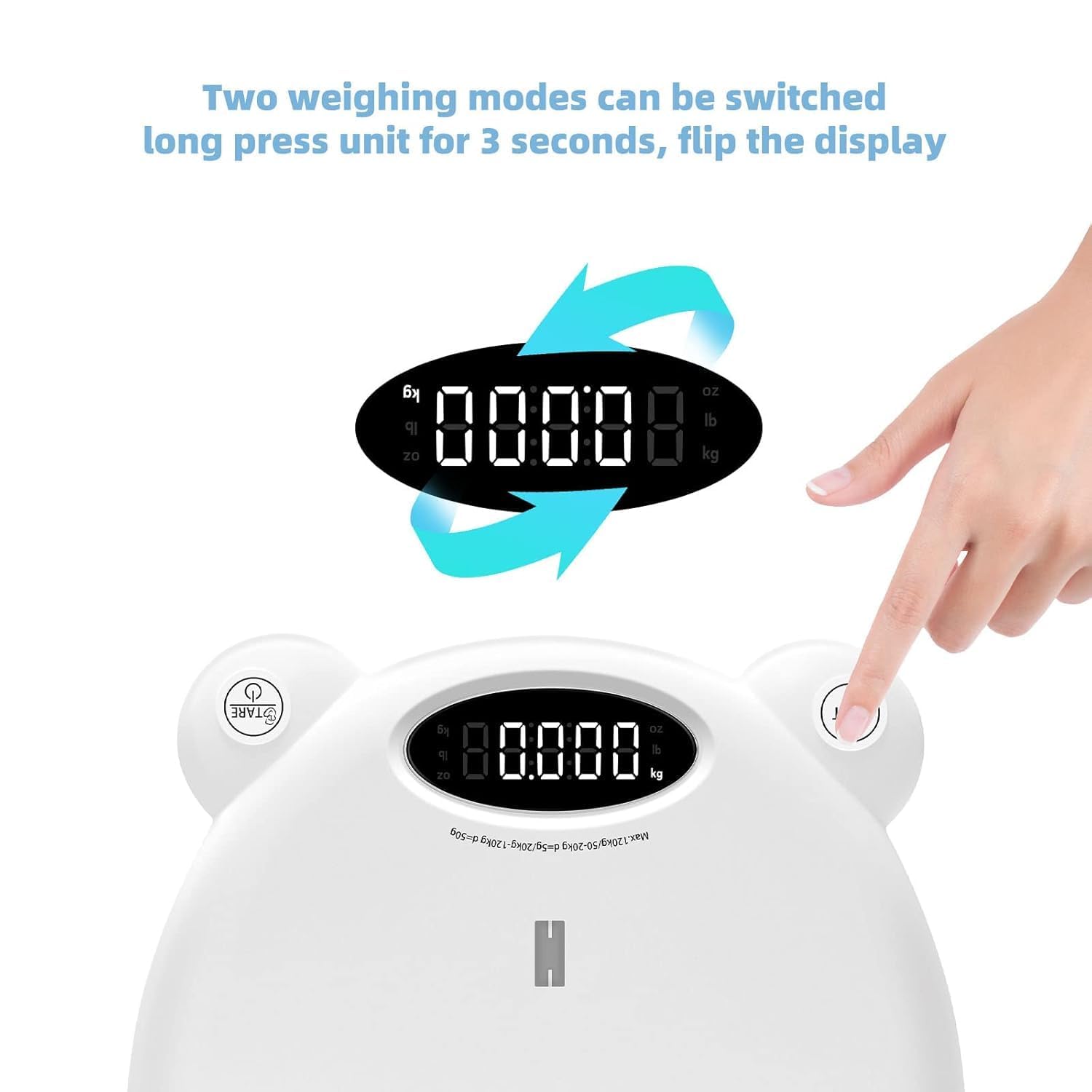 Ellie Digital Baby Scale wide platform supports comfortable toddler weighing