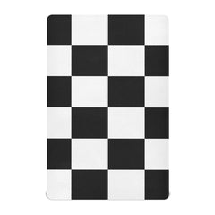 ElliTarr checkered crib sheet folded, showing soft, breathable fabric for baby sleep