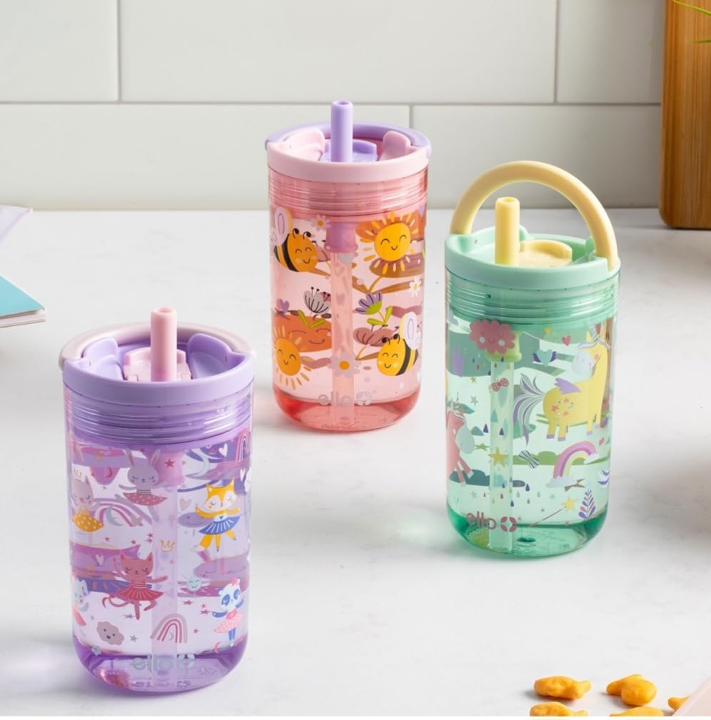 Ello Kids Bop tumbler with bee pattern, ideal for school and play.