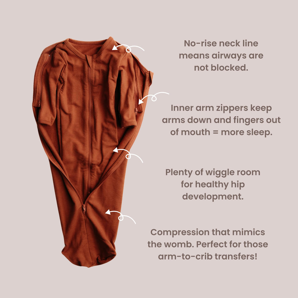 Elovee & Co. rust swaddle is machine washable and fade resistant