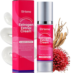Elrisme Estriol Cream packaging for convenient menopause care at home.
