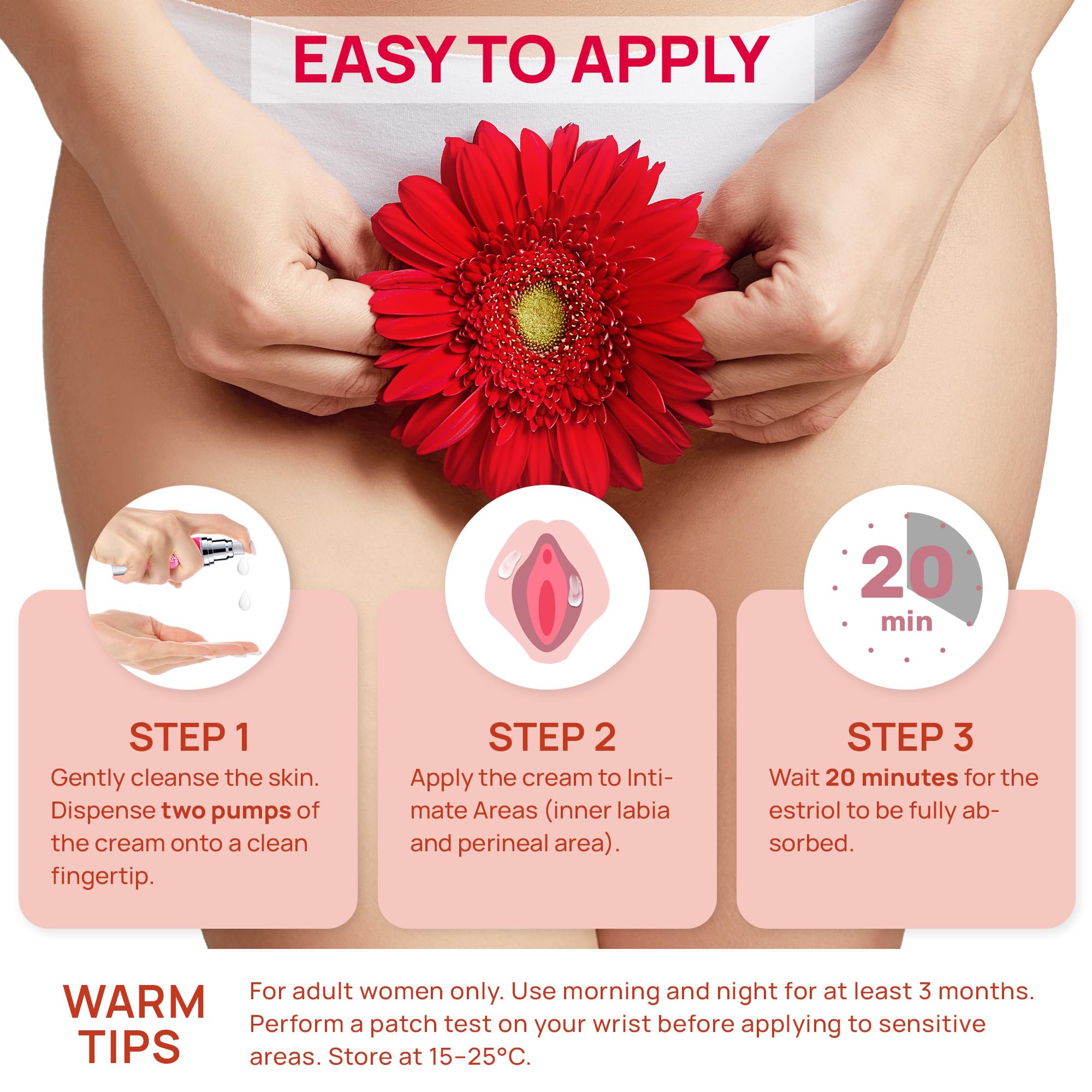 Elrisme Estriol Cream plant extracts emphasize natural soothing benefits.
