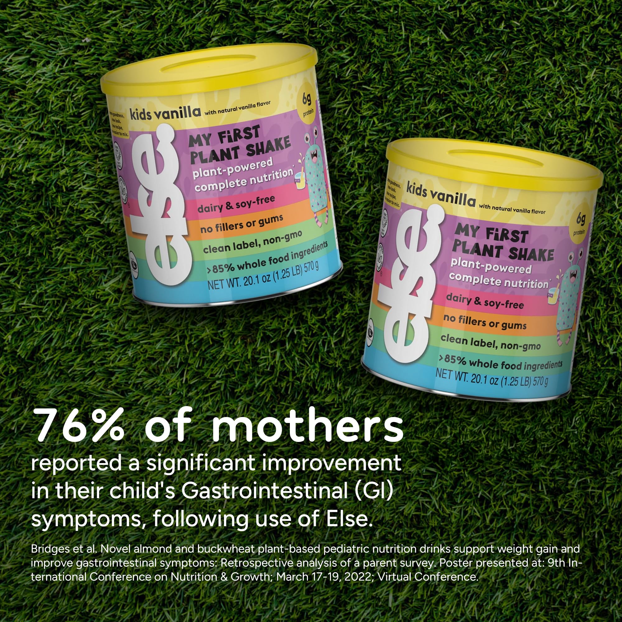 Glass of Else Nutrition vanilla shake; kid-friendly plant-based nutrition.
