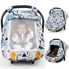Elstey car seat cover featuring dinosaur-dot fabric for cozy year-round use