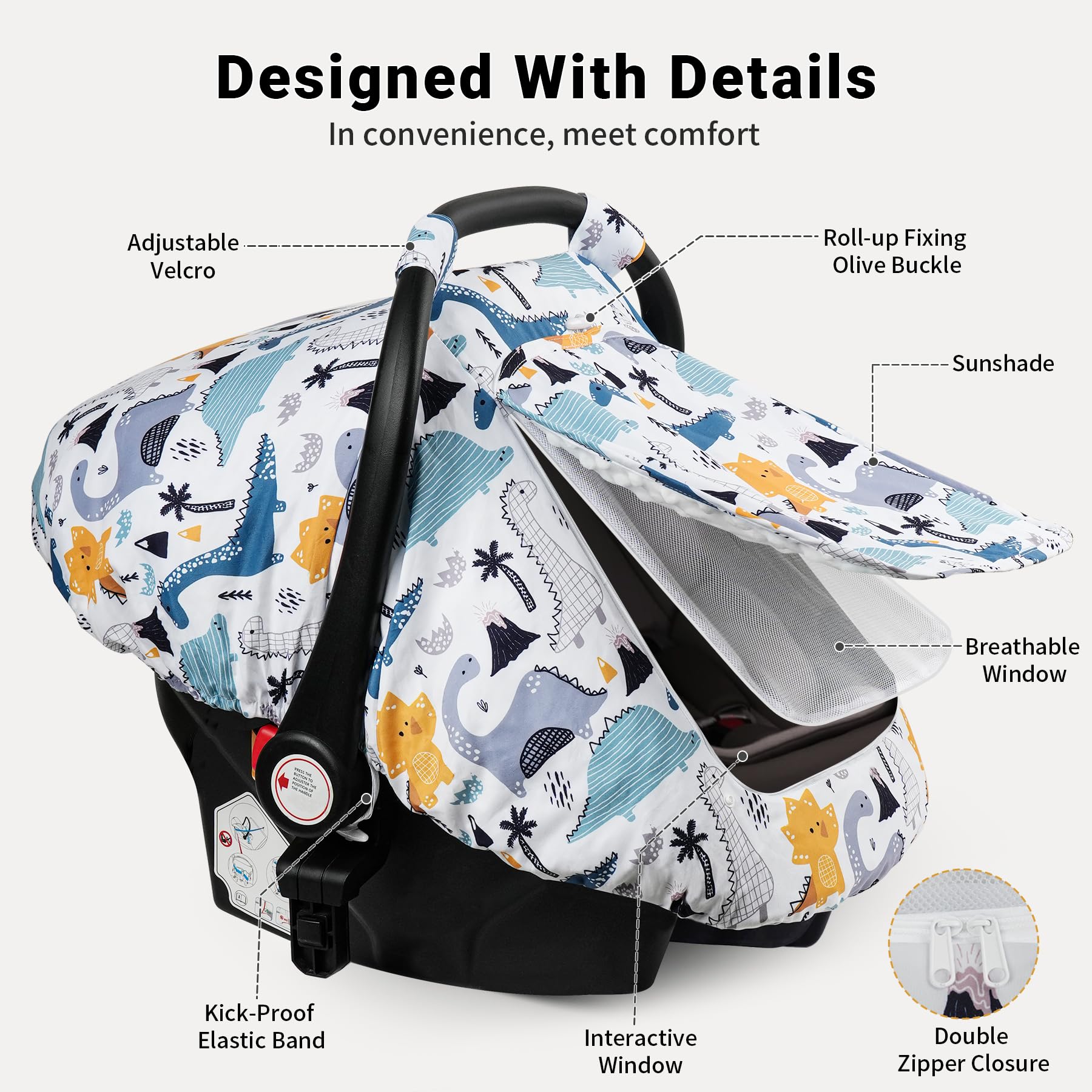 Elstey car seat cover with soft minky dot lining for comfort