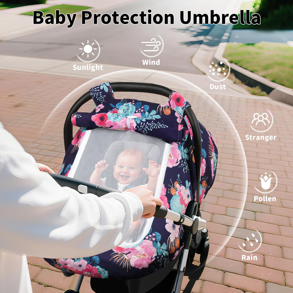 Elstey stroller cover with Velcro handle securement for easy setup.