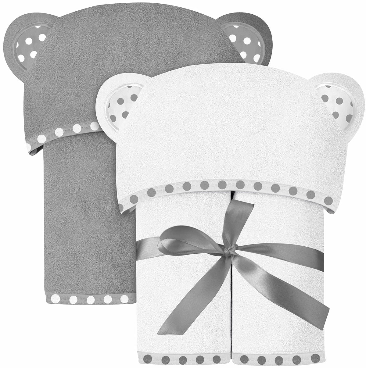 ELSVIN hooded baby towel in white offers soft warmth after baths.