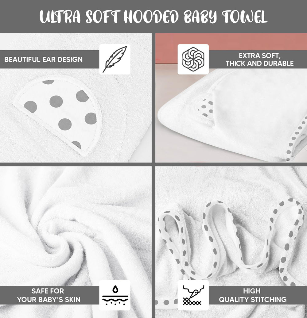 ELSVIN hooded towel close-up showing snug wrap for infants.
