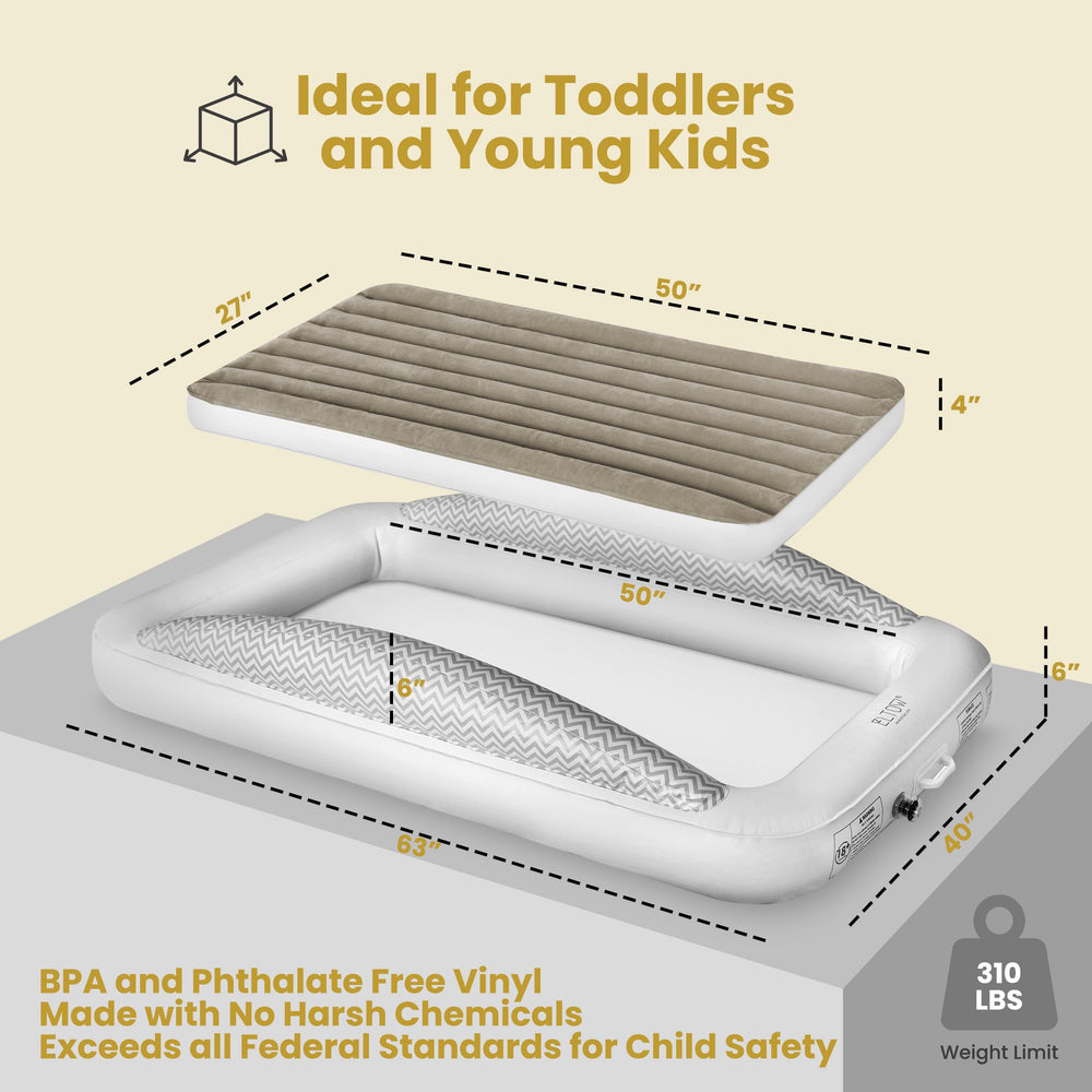Built-in safety bumper sides on the ELTOW travel bed.