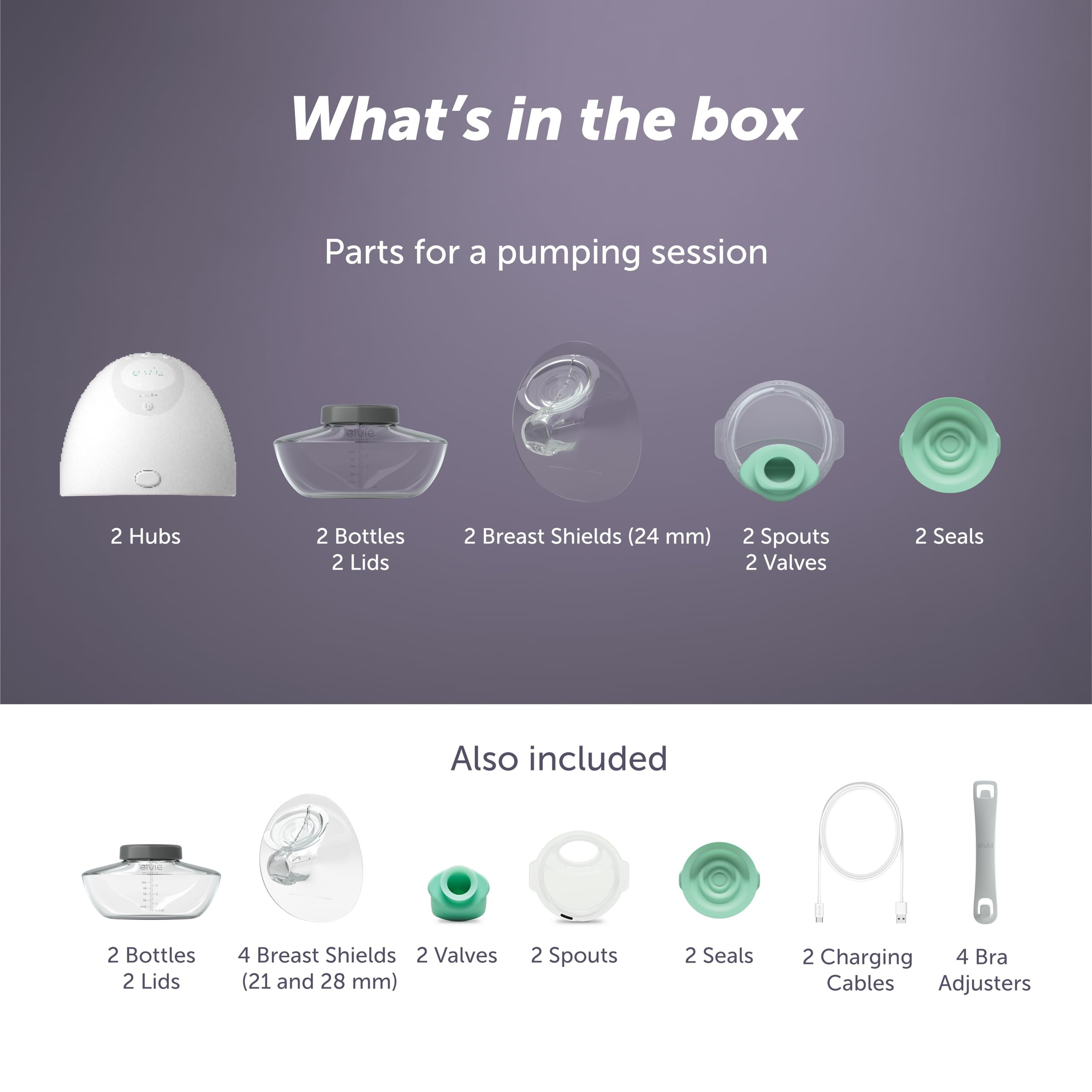 Elvie bottle volume monitor in app for milk tracking.