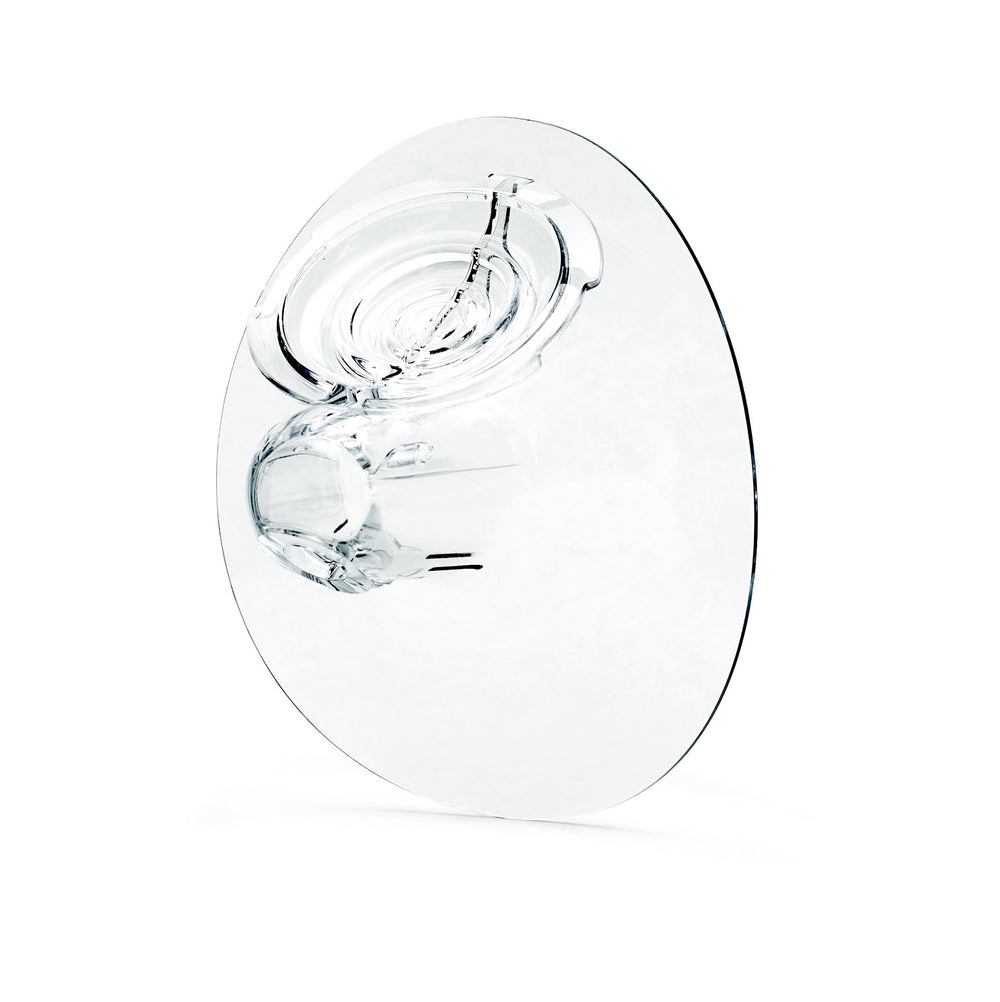 Elvie 21mm breast shield close-up showing comfortable fit for pumping.