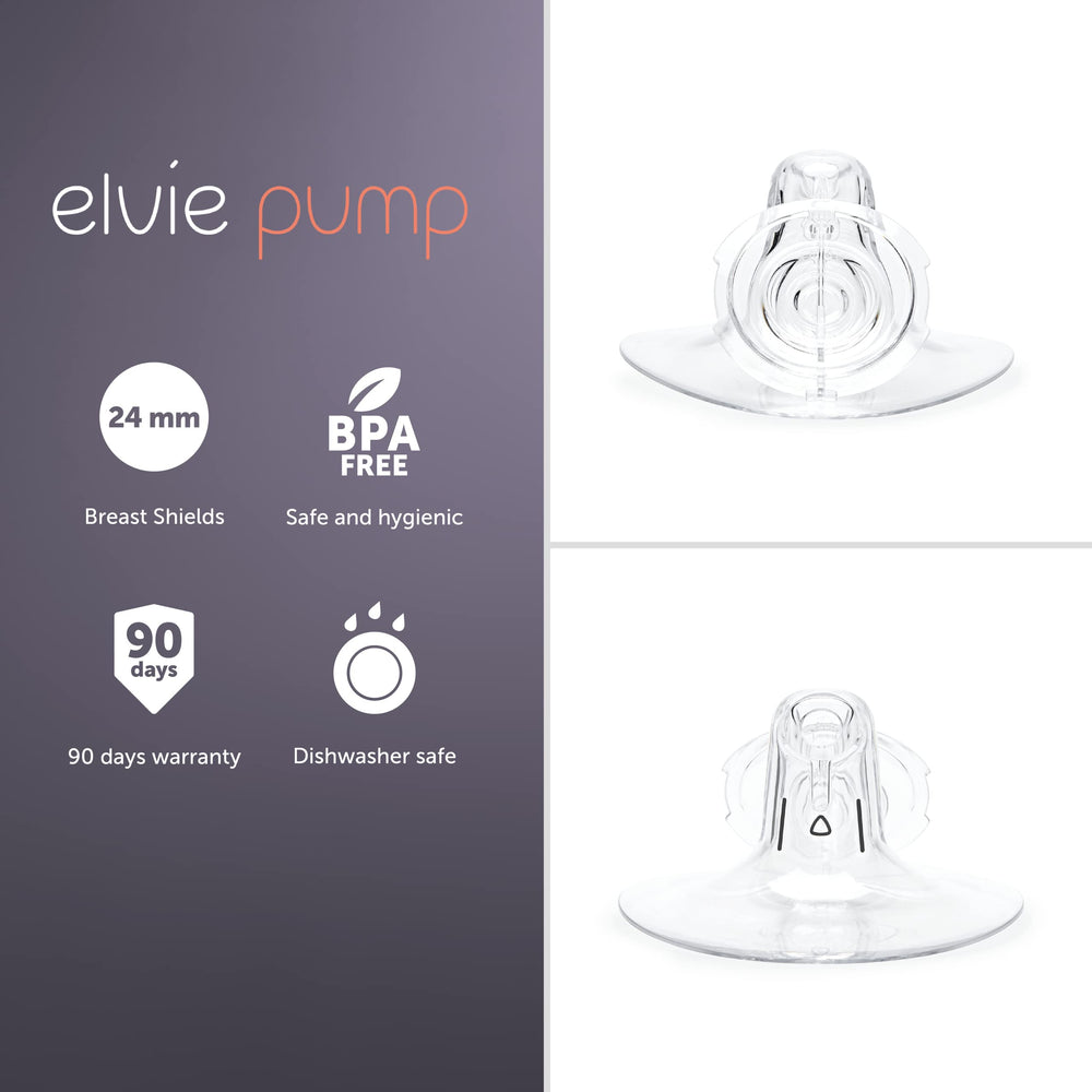 Elvie 24mm nipple shield fitting system showing correct nipple alignment