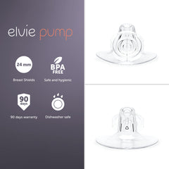 Elvie 24mm nipple shield fitting system showing correct nipple alignment