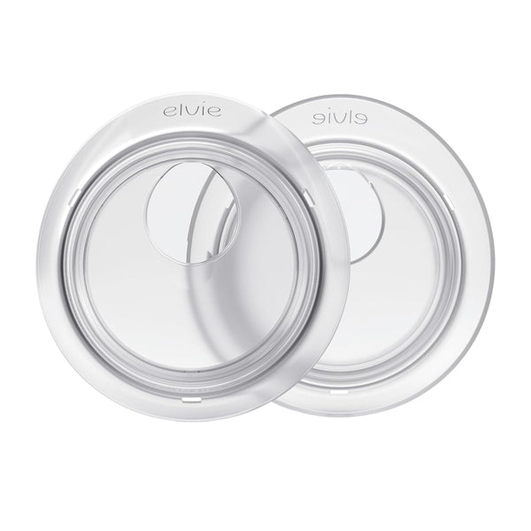Elvie Catch milk collection shells set inside a bra for discreet use.